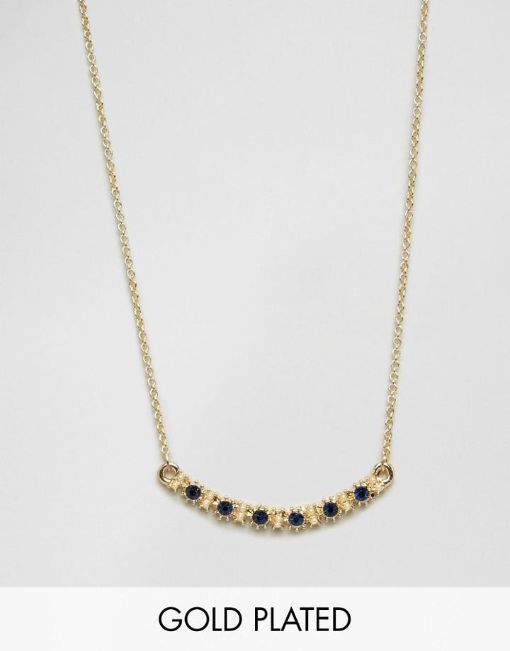Johnny Loves Rosie Sophia Navy Jewel Necklace - Gold Navy