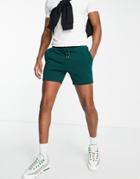Asos Design Skinny Jersey Shorts In Shorter Length In Dark Green