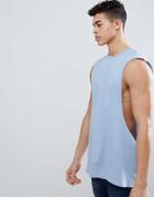 Asos Design Longline Tank With Extreme Dropped Armhole In Blue - Blue