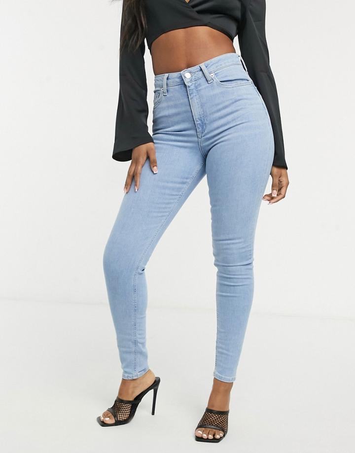 Asos Design High Rise Ridley 'skinny' Jean In Stonewash-blues