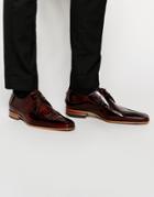 Jeffery West Leather Croc Derby Shoes - Brown
