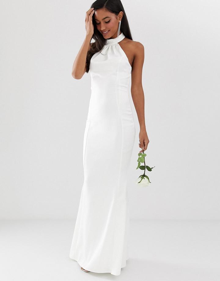 Lipsy Bridal High Neck Maxi Dress-white