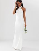 Lipsy Bridal High Neck Maxi Dress-white