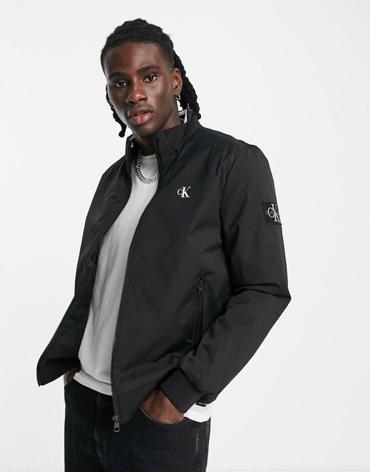 Calvin Klein Jeans Monogram Badge Padded Harrington Jacket In Black