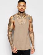 Asos Tank With Extreme Racer Back In Brown - Brown