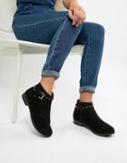 Boohoo Stud Detail Flat Boots In Black - Black