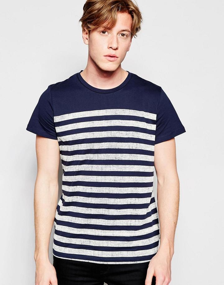 Jack & Jones Crew Neck Stripped T-shirt - Navy