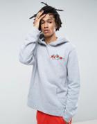 Mennace Oversized Hoodie With Rose Embroidery In Gray - Gray