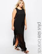 Junarose Sleeveless Sheer Hem Maxi Dress - Black