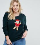 Brave Soul Plus Gingerbread Man Holidays Sweater - Green