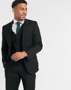 Harry Brown Slim Fit Plain Suit Jacket In Black