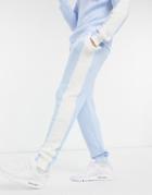 Asos Design Knitted Side Stripe Sweatpants Set In Pastel Blue-blues