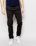 !solid Cuffed Chinos In Straight Fit - Navy
