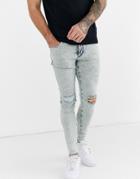 River Island Spray On Jeans In Light Blue Wash