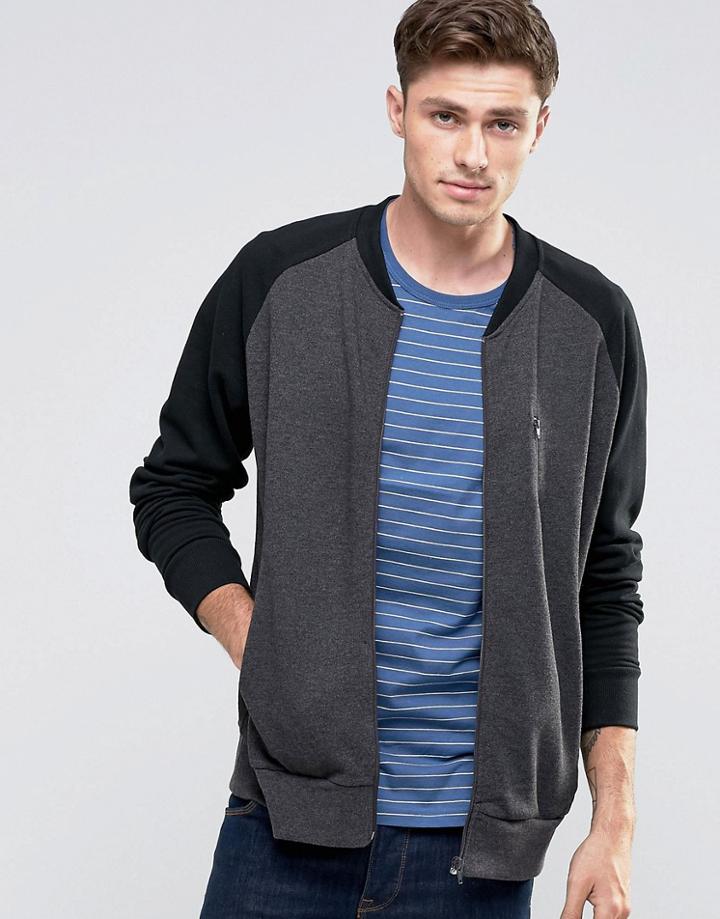 Brave Soul Contrast Baseball Sweater - Black