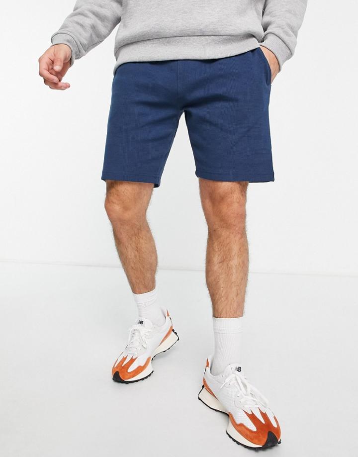 Threadbare Waffle Shorts In Ocean Blue - Part Of A Set-navy