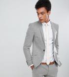 Heart & Dagger Skinny Suit Jacket In Dogstooth - Stone