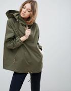 Asos Jacket With Hood And Ring Pull Detail - Green