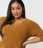 Brave Soul Plus Sahara Sweater In Gold