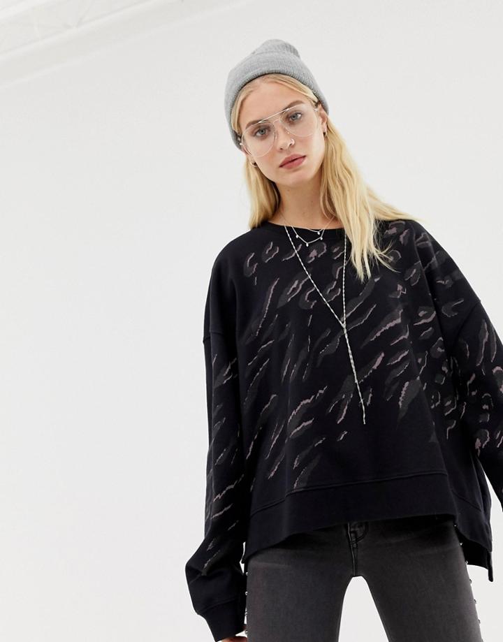 Allsaints Aslan Leopard Sweat Top - Black