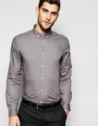 Asos Smart Shirt In Gray Marl With Button Down Collar - Gray Marl