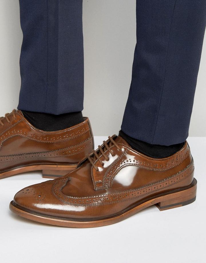 Dune Brogues In Tan Leather - Tan