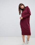 Native Youth Roll Neck Midi Sweater Dress - Red