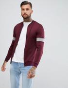Asos Design Retro Muscle Bomber With Sleeve Color Blocking - Red