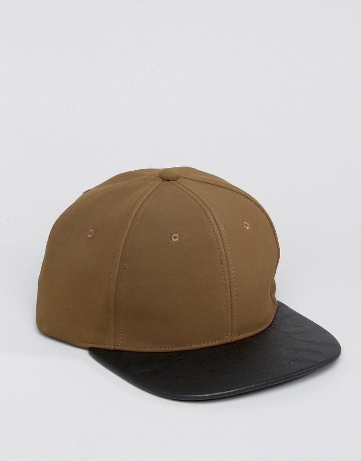 Asos Snapback Cap With Contrast - Green