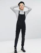 Asos Denim Skinny Overall With D-rings In Washed Black - Black