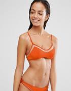 Asos Mix And Match Mesh Insert Skinny Crop Bikini Top - Orange