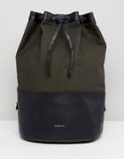 Sandqvist Gita Duffle Backpack In Cotton Canvas And Leather Mix - Black