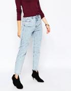 Pull & Bear Mom Jeans In Vintage Wash - Blue