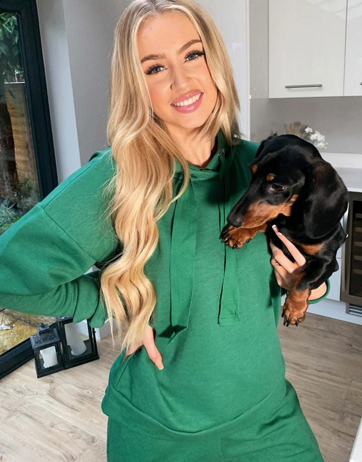 Chelsea Peers Lounge Hoody In Khaki-green