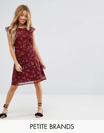 Yumi Petite Belted Tea Dress - Red