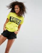 Asos T-shirt With Neon Print With True High Build Print - Green