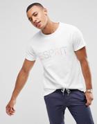 Esprit Short Sleeved Sweatshirt With Flocked Logo In Organic Cotton - White