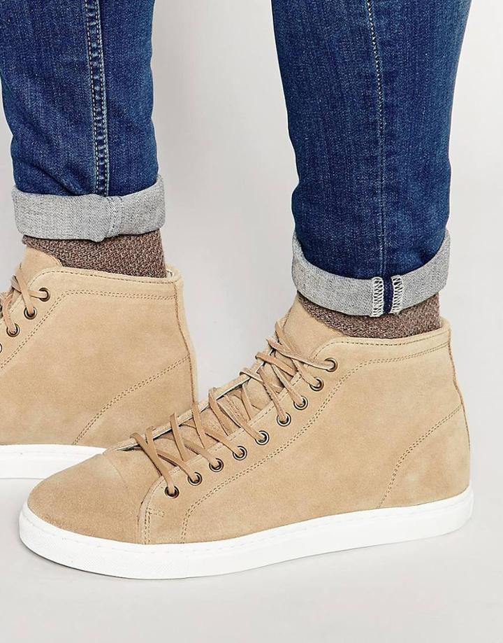 Walk London Hi-top Suede Sneakers - Beige