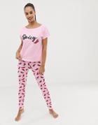 Asos Design Chilli Off Shoulder T-shirt & Legging Set-multi