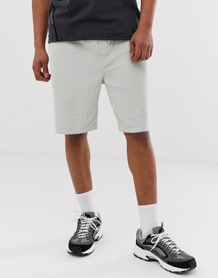 Weekday Bravo Cord Shorts In Green - Green