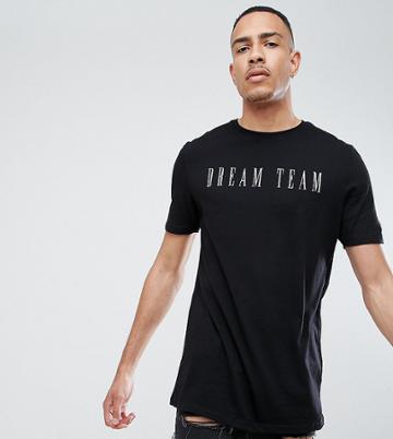 Asos Tall Longline T-shirt With Dream Team Print - Black