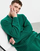 Topman Oversize Knitted Sweater In Green