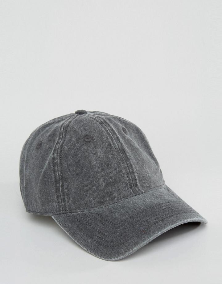 Asos Baseball Cap With Black Pigment Dye - Black