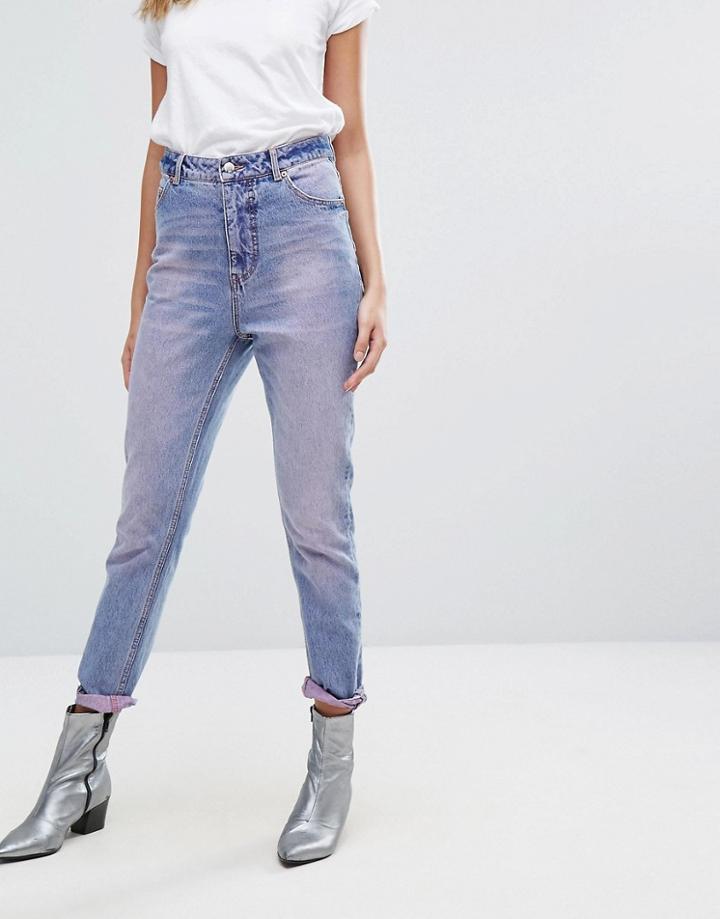 Cheap Monday High Rise Mom Jean In Pink Wash - Pink
