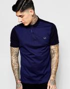 Fred Perry Polo Shirt With Mix Pique Slim Fit - Navy