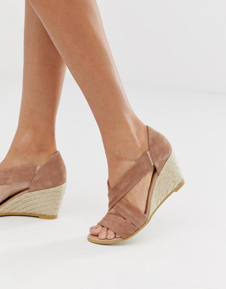Office Maiden Pink Suede Espadrille Mid Wedges - Pink