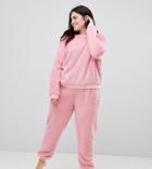Asos Design Curve Lounge Super Soft Sweat And Jogger Twosie-pink