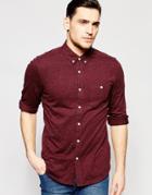 Asos Jersey Shirt In Burgundy With Long Sleeves - Burgundy