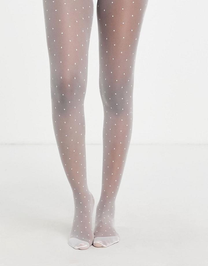 Asos Design 15 Denier Mini Dot Tights In White