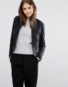 Vero Moda Fleece Collar Denim Jacket - Black